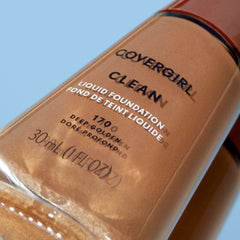 COVERGIRL Clean Liquid Foundation Deep Golden 170 swirled on skin for smooth blend