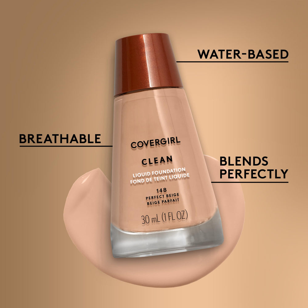 COVERGIRL Clean Liquid Foundation Deep Golden 170 texture on skin resulting in a natural finish