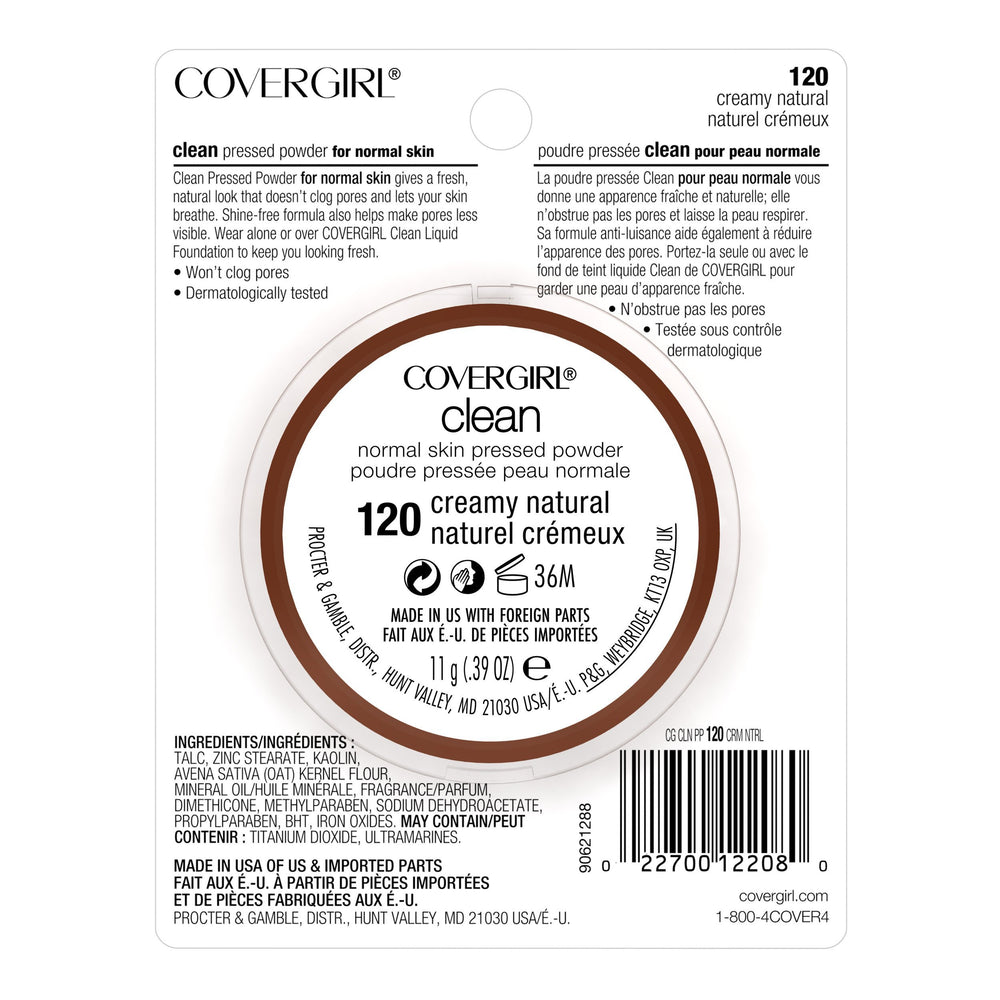 CoverGirl Clean Pressed Powder open compact with sponge for smooth finish