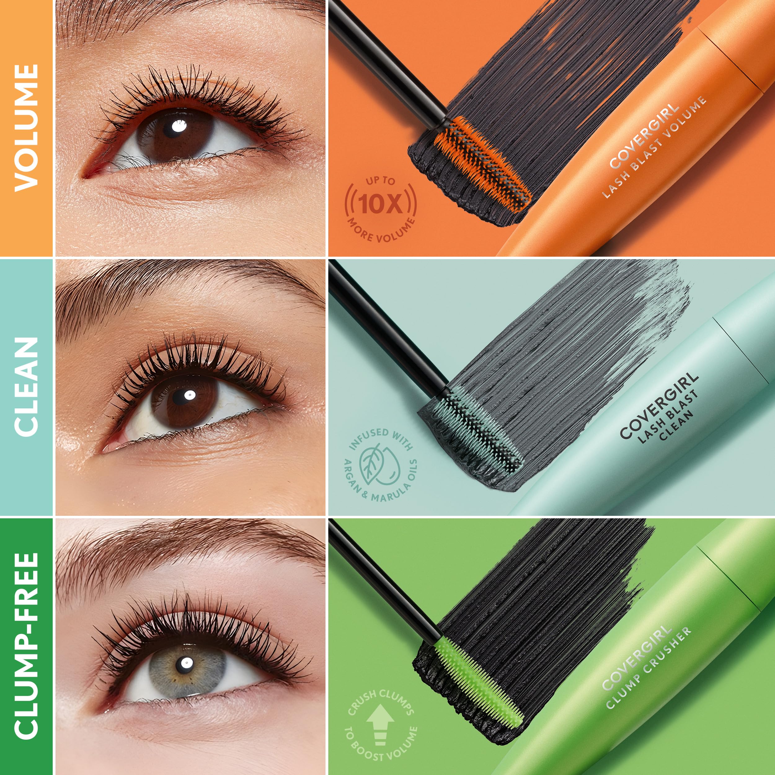CoverGirl Clump Crusher mascara packaging on shelf.