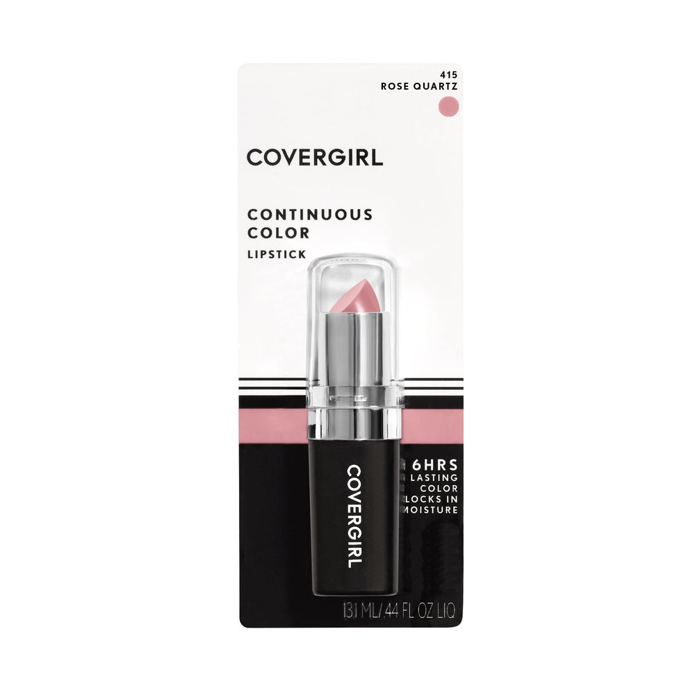 CoverGirl Rose Quartz 415 lip swatch demonstrates warm rosy shade for daily wear