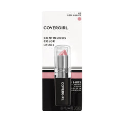 CoverGirl Rose Quartz 415 lip swatch demonstrates warm rosy shade for daily wear