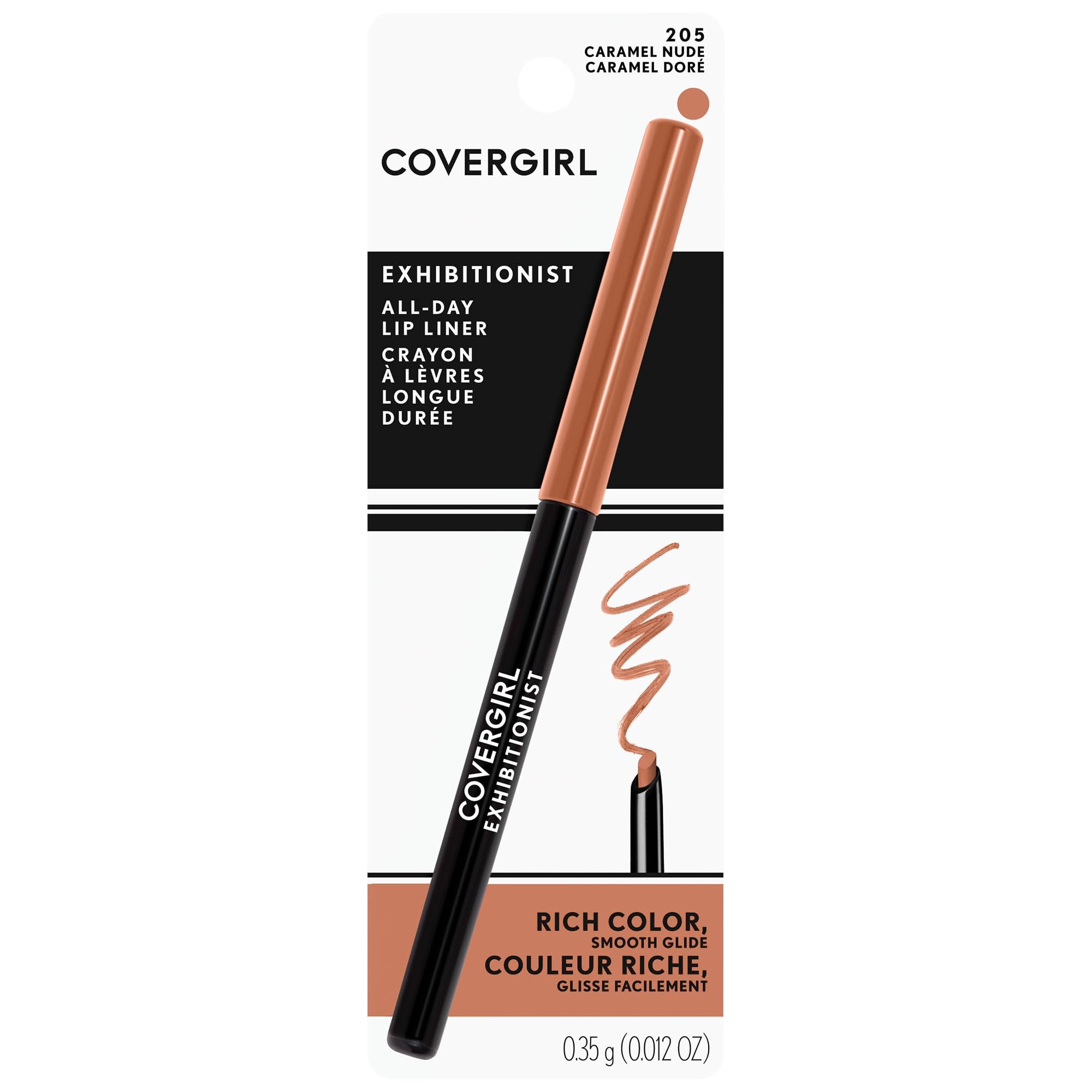 COVERGIRL Exhibitionist Lip Liner application usage demonstrated on lips.