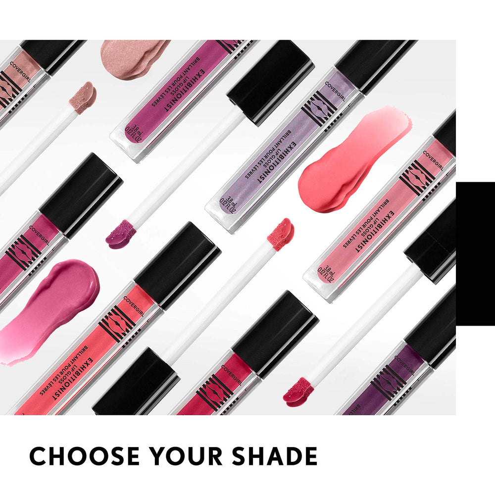 COVERGIRL Exhibitionist lips glow with glossy pink color.