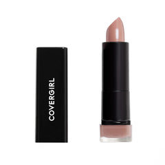 CoverGirl Exhibitionist Champagne 235 lipstick tube close-up showing rich pigment and creamy texture.