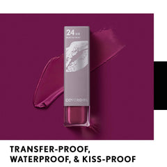 CoverGirl Exhibitionist Ultra Matte Lipstick High Roller swatch on lips with velvety texture