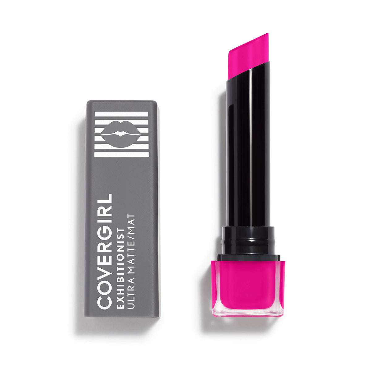 CoverGirl Exhibitionist Lipstick Wink Wink glides smoothly for long-lasting matte color.