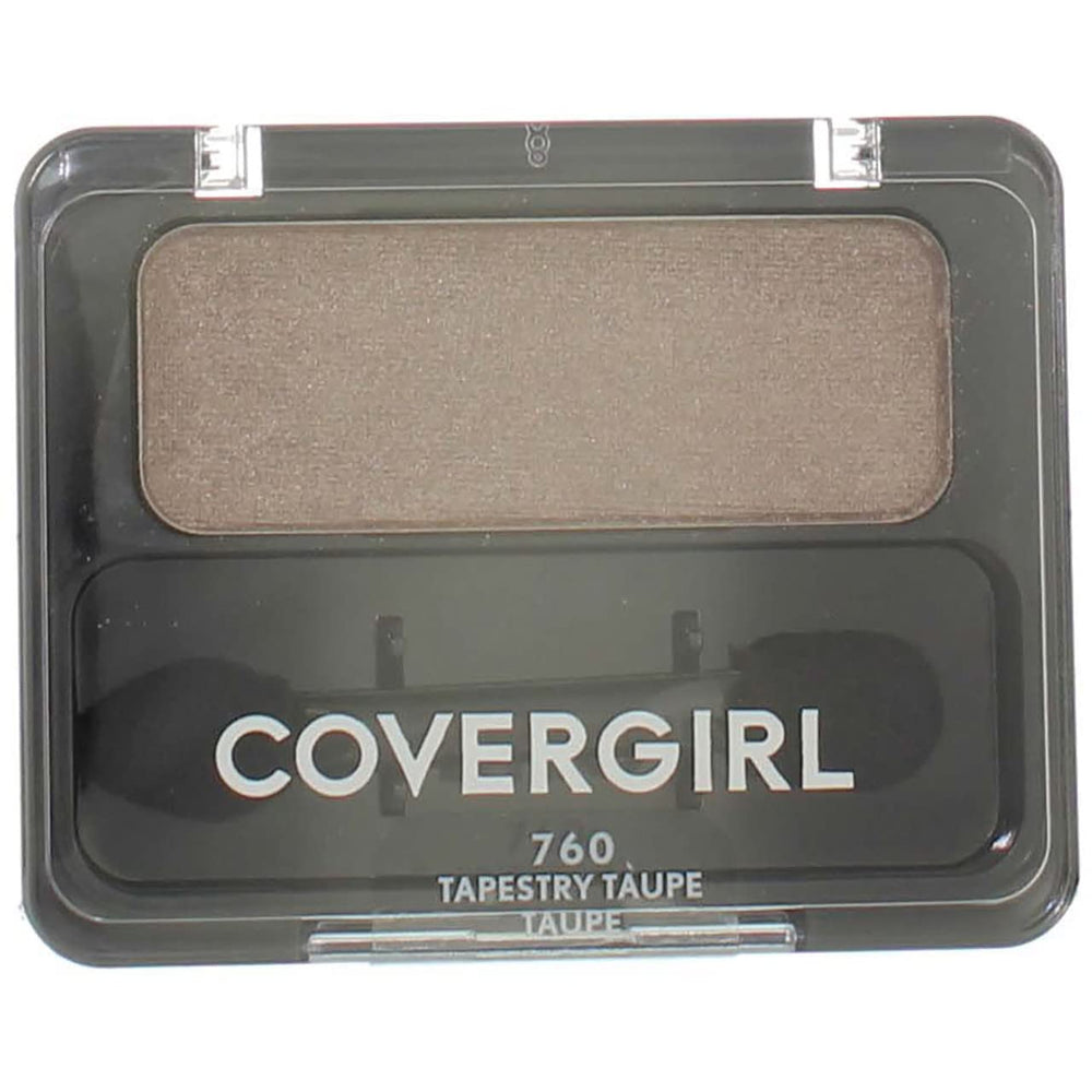CoverGirl Eye Enhancers Tapestry Taupe palette swatches show rich, blendable tones.