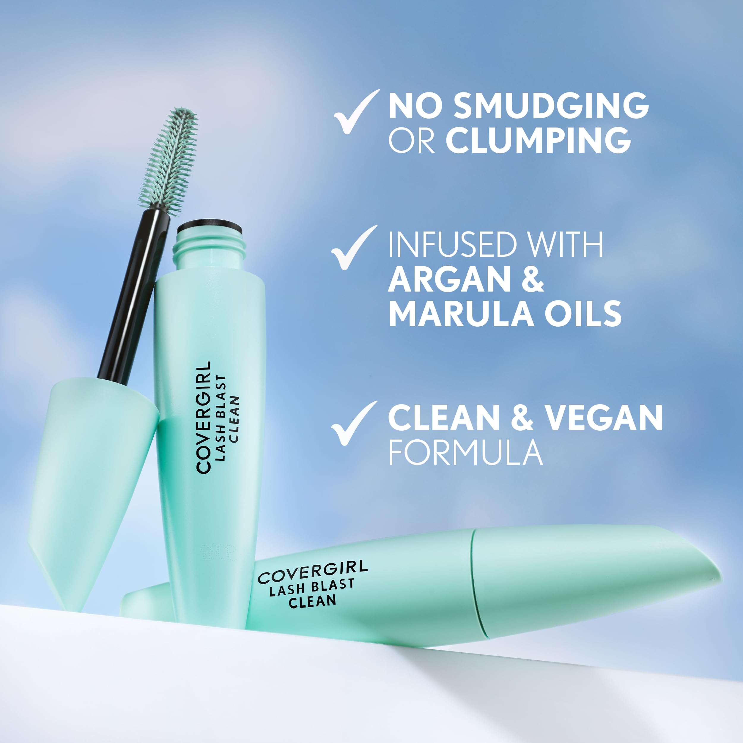 Lashes with primer layer under CoverGirl Lash Blast for dramatic thickness.