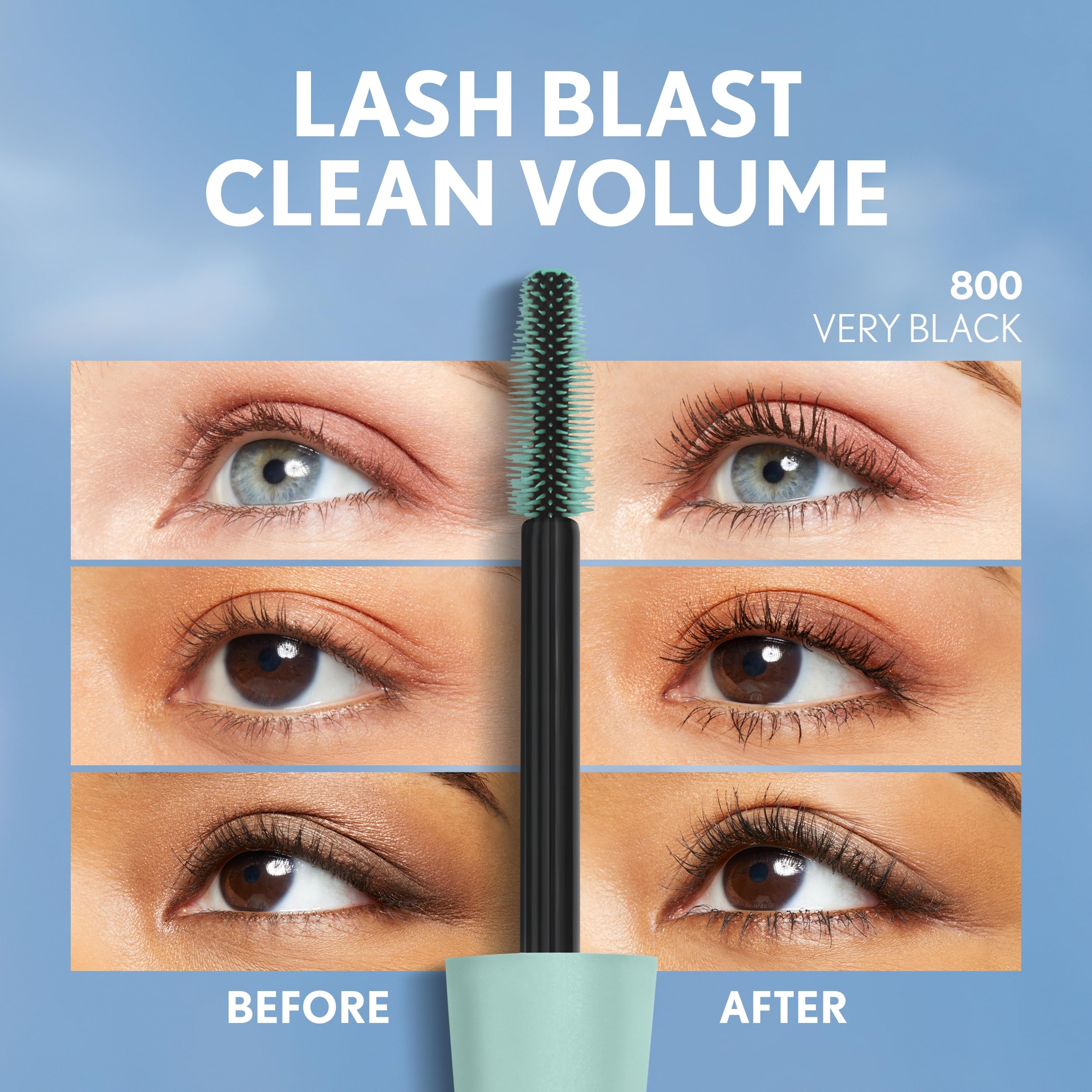 Cruelty-free Leaping Bunny logo on CoverGirl Lash Blast Clean Volume Mascara packaging.