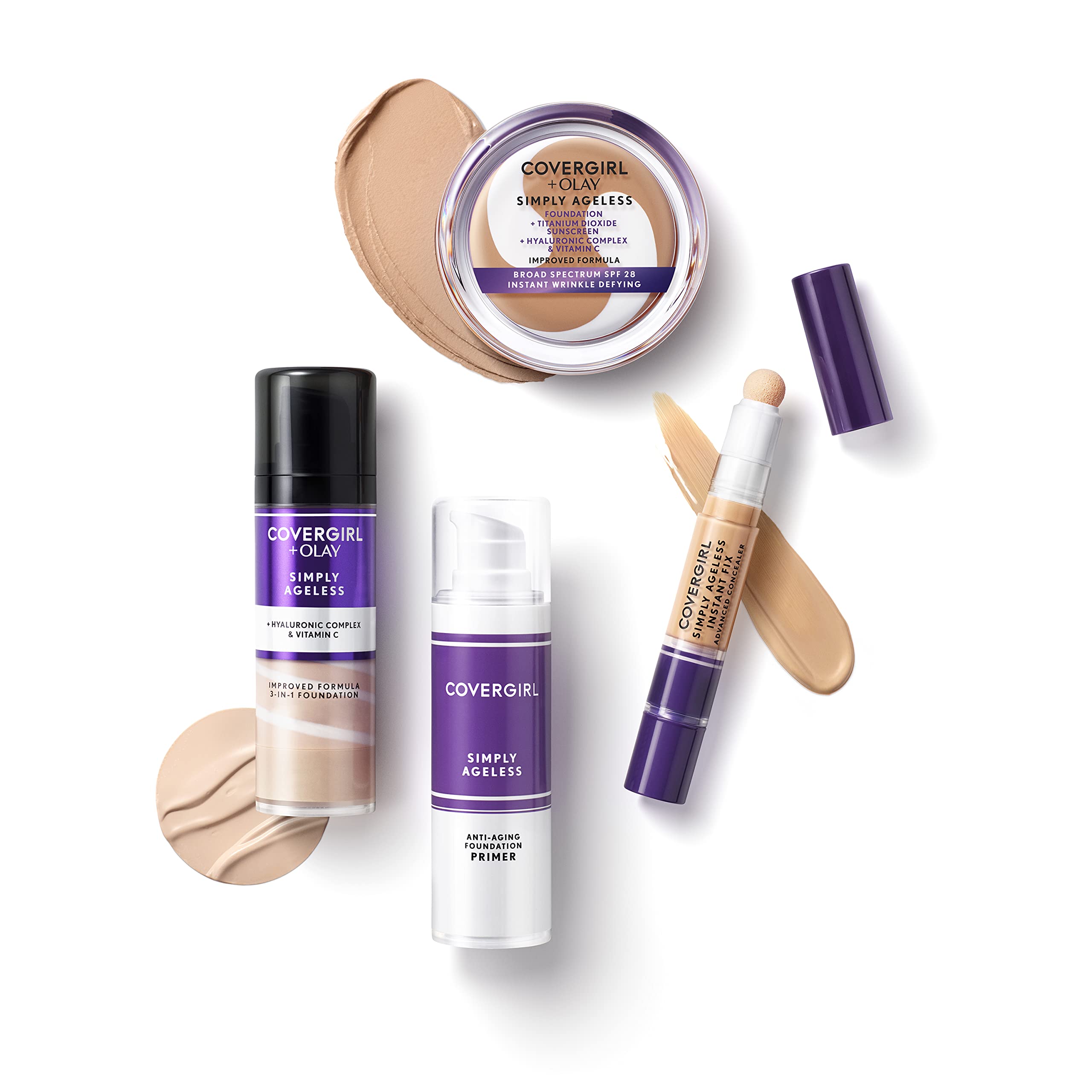 CoverGirl Simply Ageless bottle demonstrates SPF 28 protection in daylight.