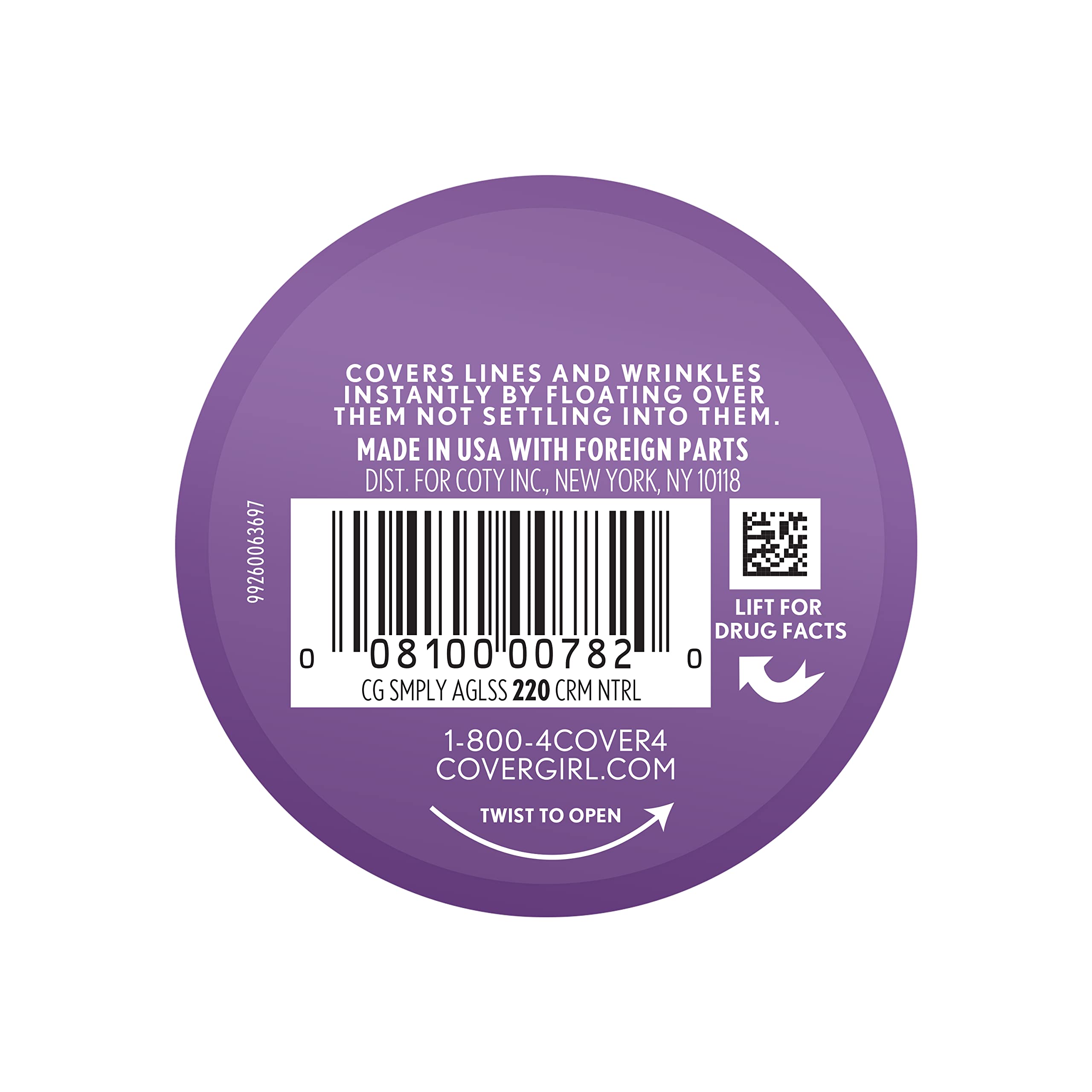 CoverGirl Simply Ageless foundation texture swirl highlights blendable formula.