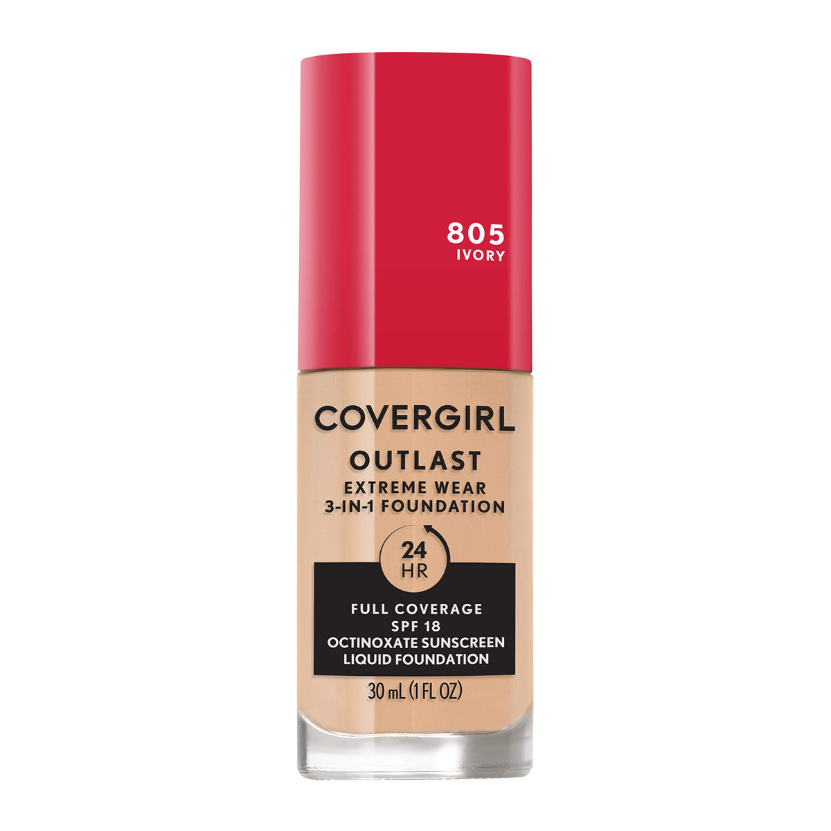 CoverGirl Outlast Extreme Wear foundation bottle showing sleek packaging for all-day wear