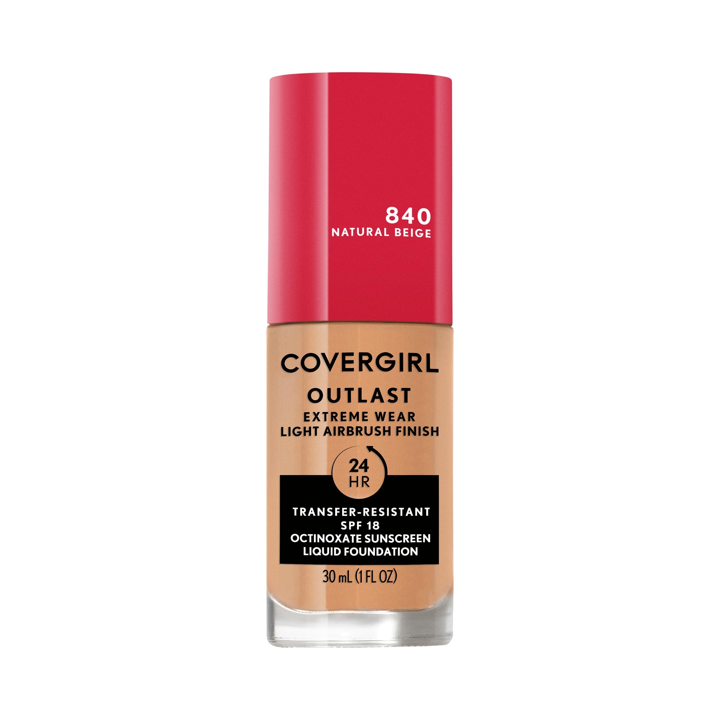 Covergirl Outlast Extreme Wear bottle front view showing long-lasting foundation.