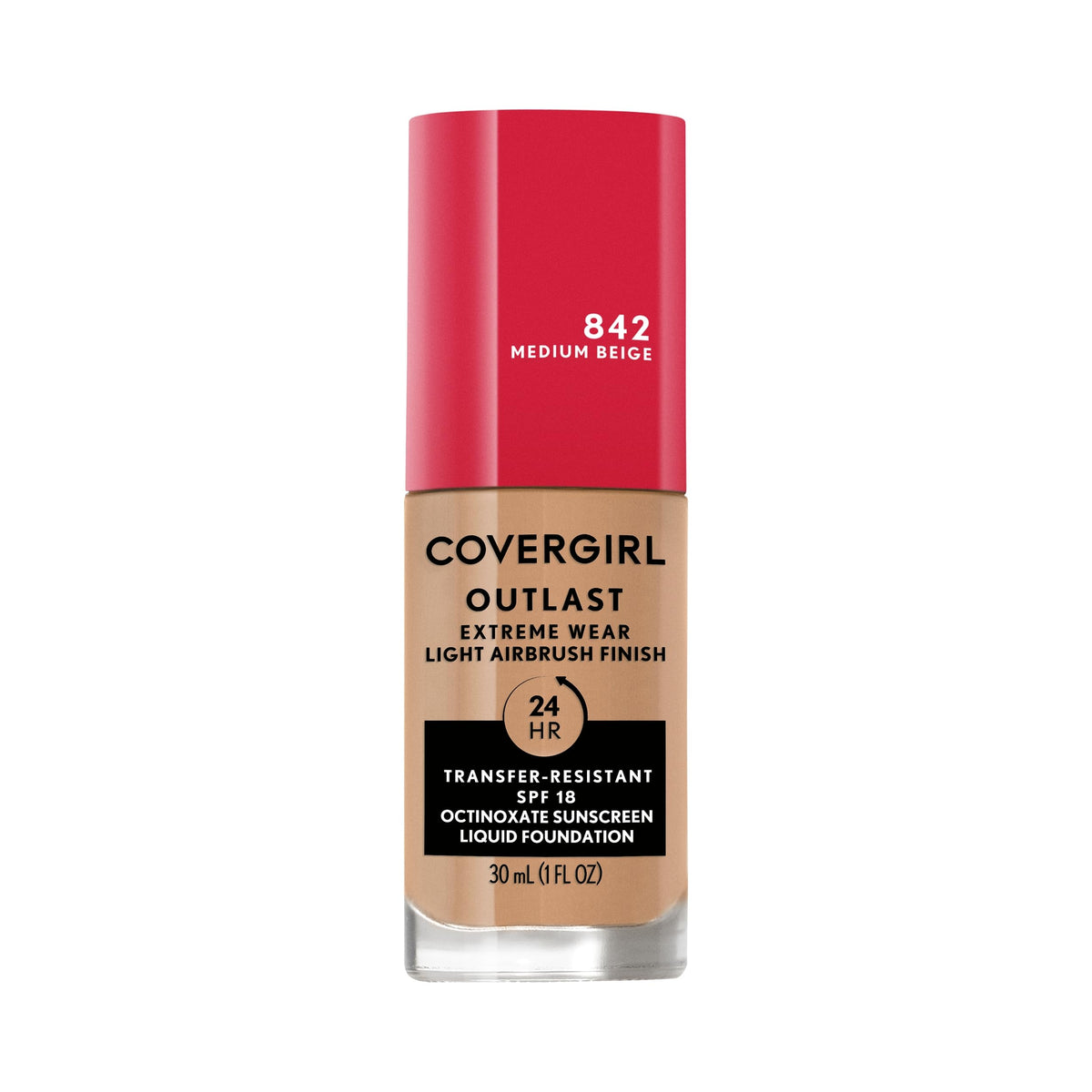 Covergirl Outlast Extreme Wear bottle with pump for effortless, long-lasting application.