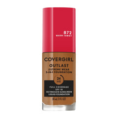 Covergirl Outlast Extreme Wear bottle top view demonstrates long wear potential for all-day confidence.