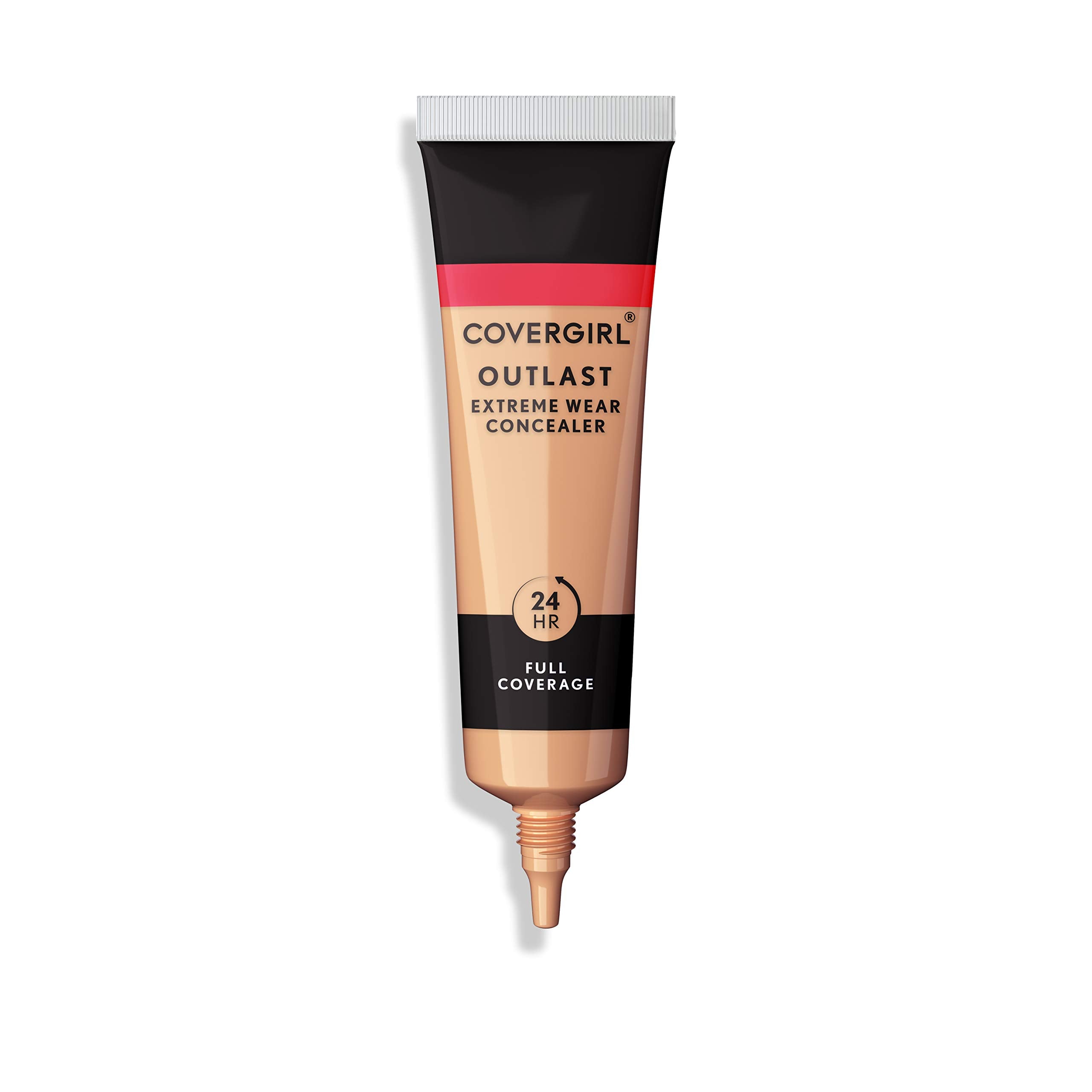 CoverGirl Outlast Extreme Wear Concealer Creamy Natural 820 bottle shows smooth, full coverage.