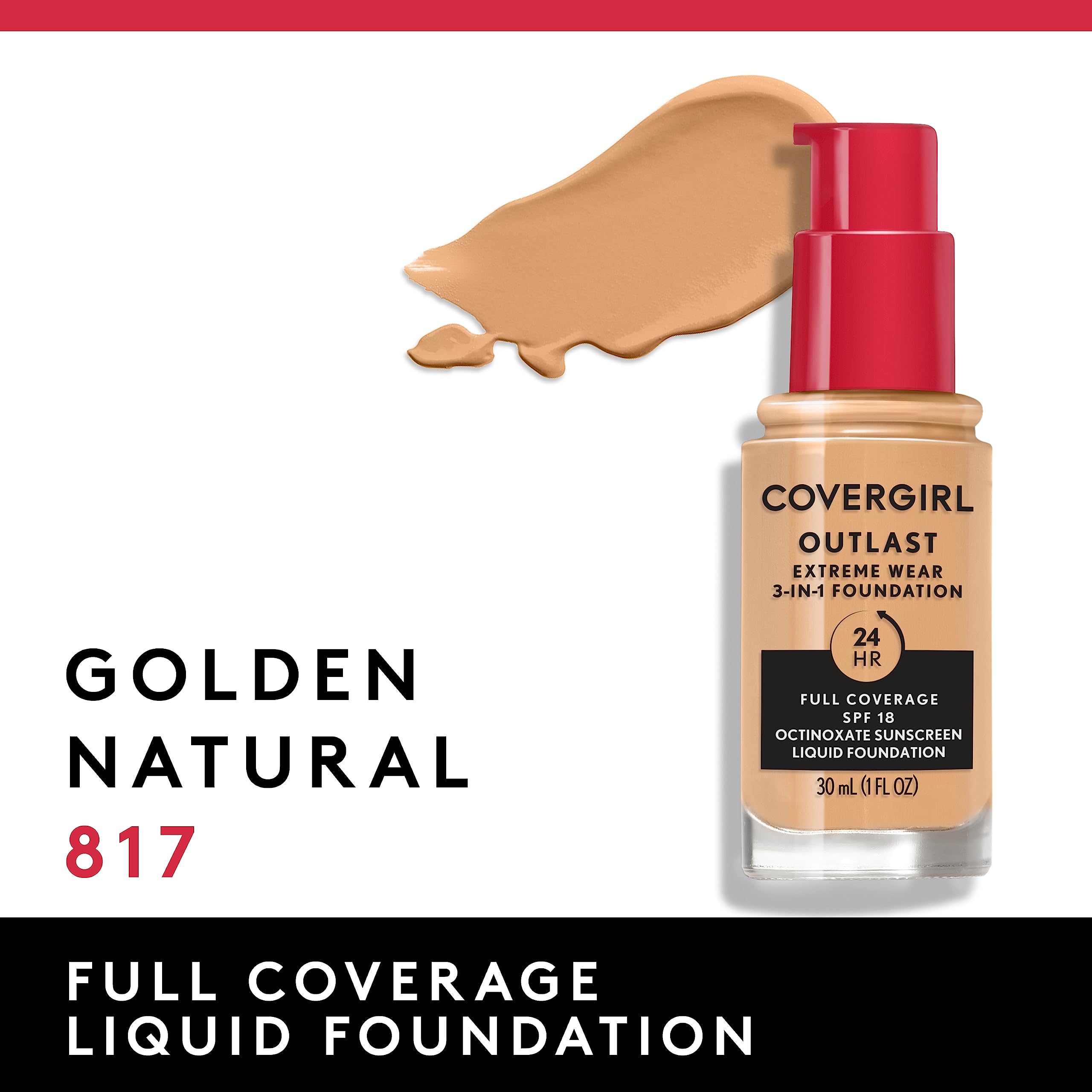 Covergirl Outlast Extreme Wear coverage swatch reveals even skin tone and smooth texture.