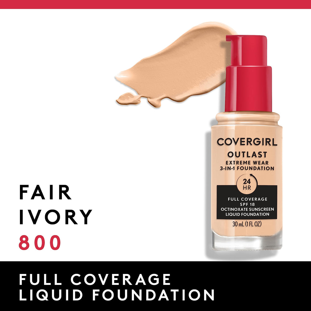 SPF 18 label on Covergirl Outlast Extreme Wear foundation