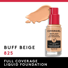 Covergirl Outlast Extreme Wear buff beige swatches show shade compatibility.