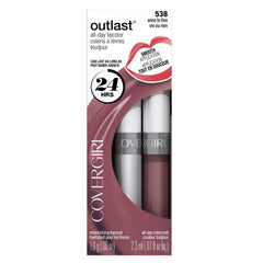 CoverGirl Outlast Lipcolor Wine to Five 538 on lips for long-lasting color