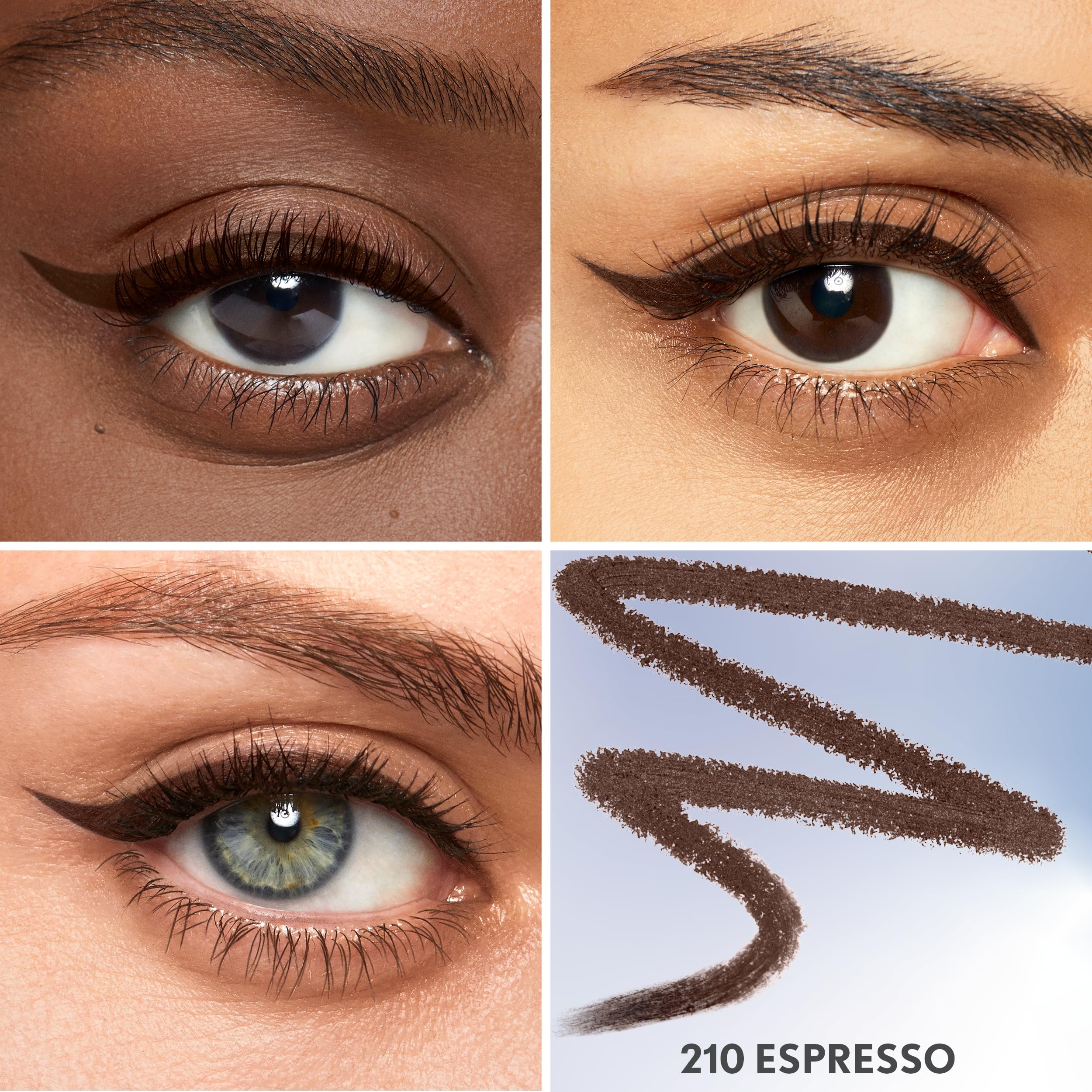 Espresso brown eyeliner line created with precise, controlled strokes.
