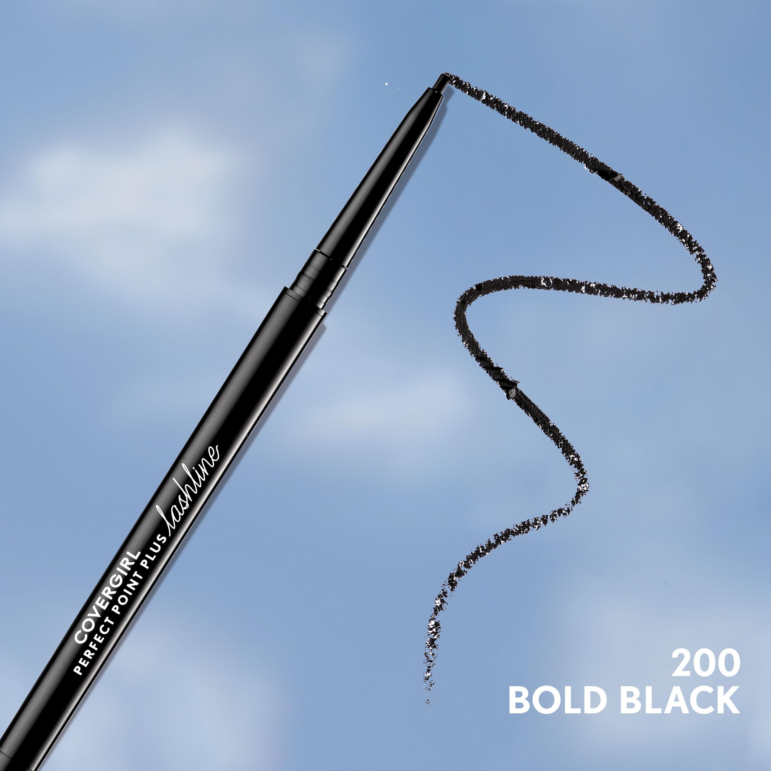 CoverGirl Perfect Point Plus Lashline in application demonstrates easy micro-tightlining for defined eyes.