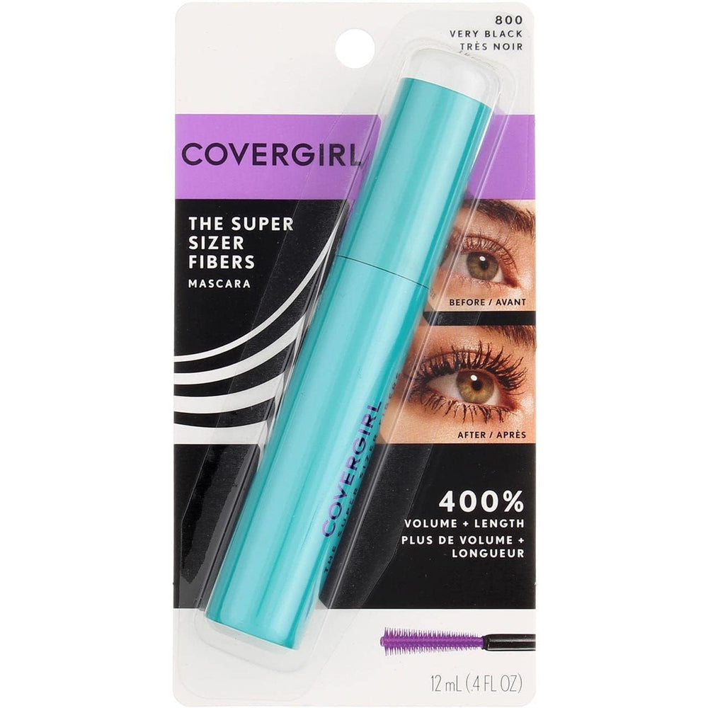 COVERGIRL Super Sizer Fibers Mascara wand for dramatic volume and length.