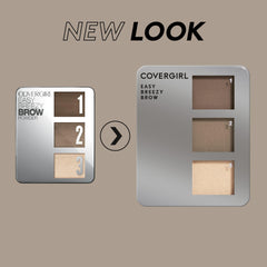 CoverGirl three-shade brow powder swatches show balanced color for brows