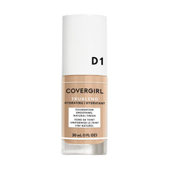 CoverGirl truBLEND Liquid Foundation bottle close-up shows smooth application