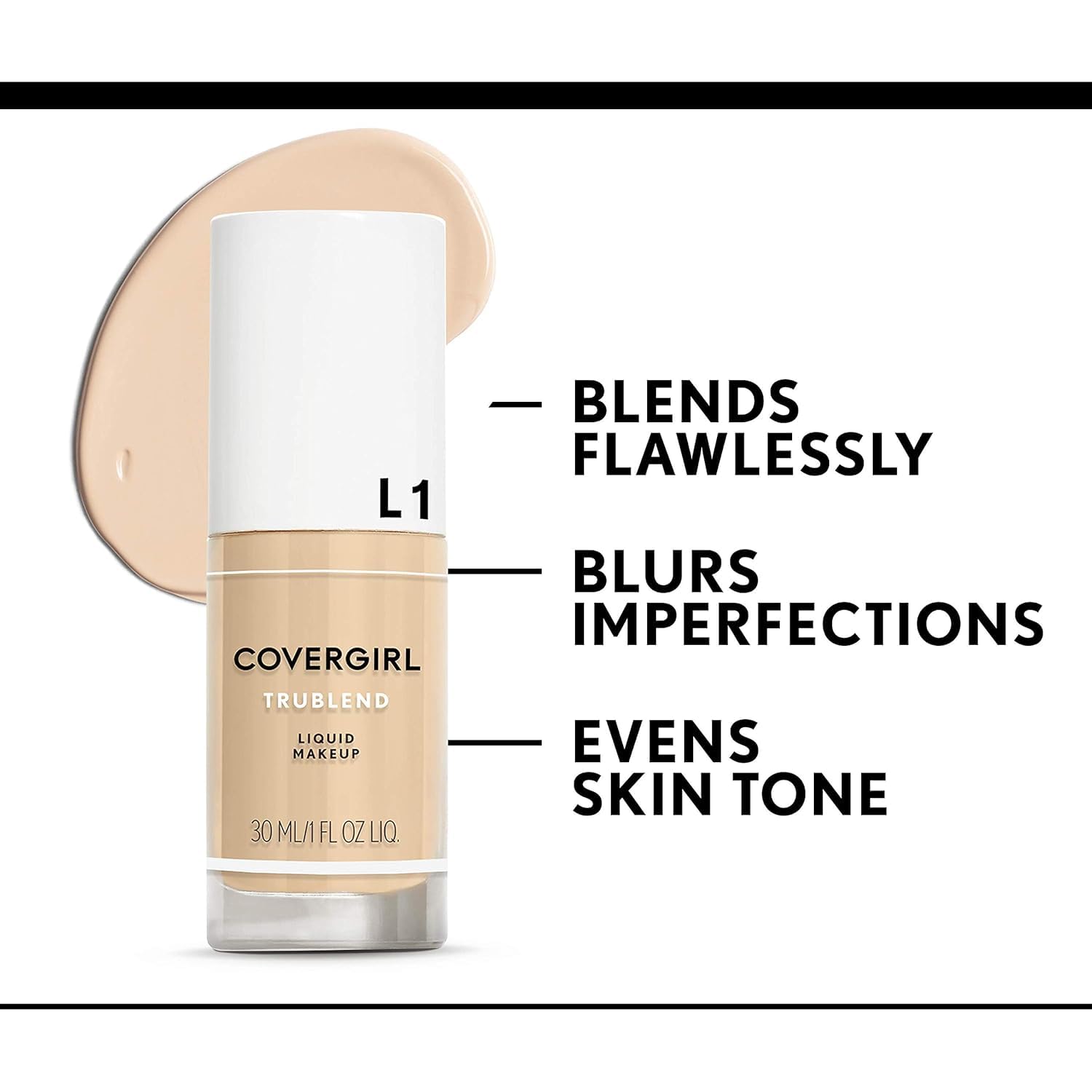 CoverGirl truBLEND Liquid Foundation oil-free formula for comfortable wear