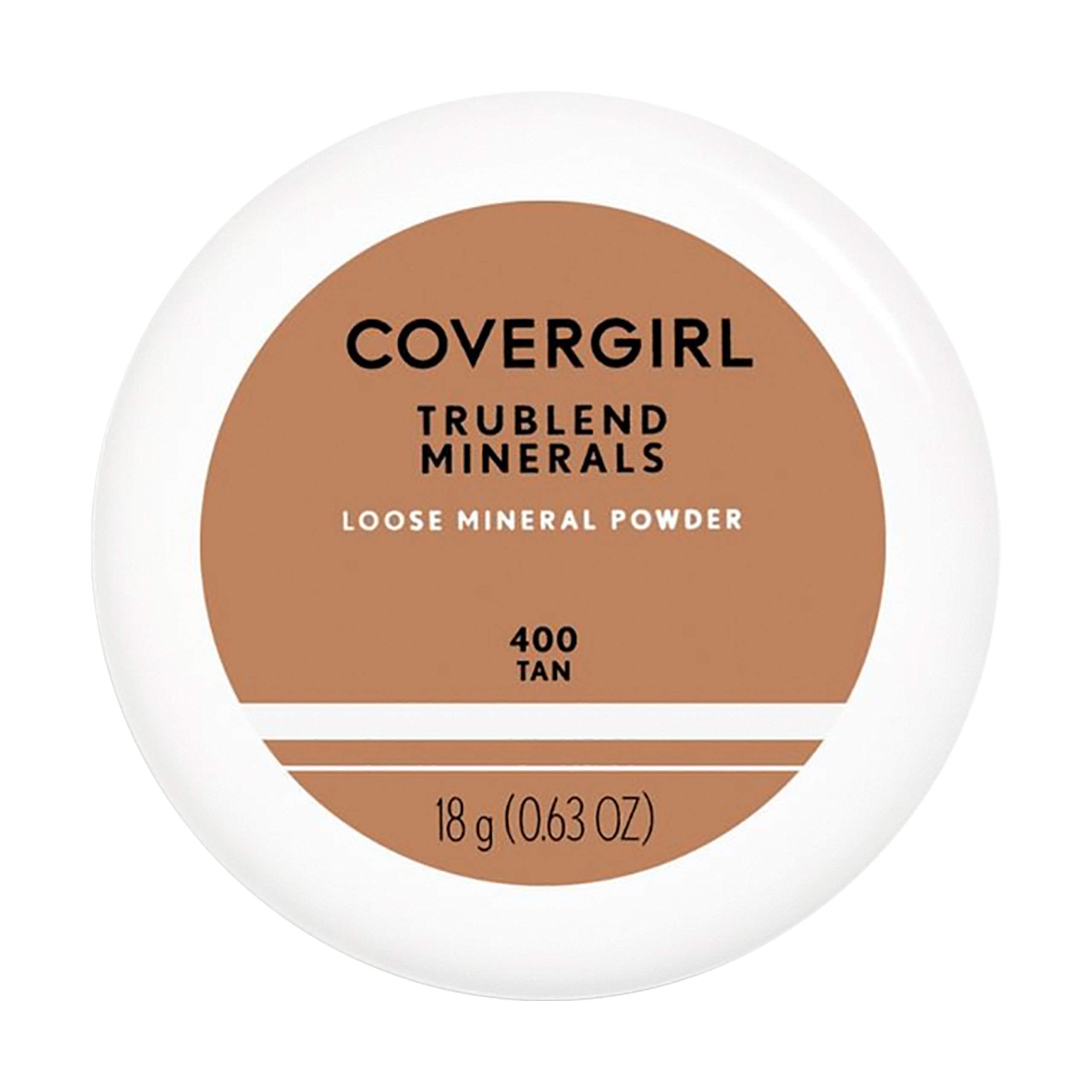 CoverGirl TruBlend loose mineral powder tan bottle pour shows ultra-fine texture for a smooth finish