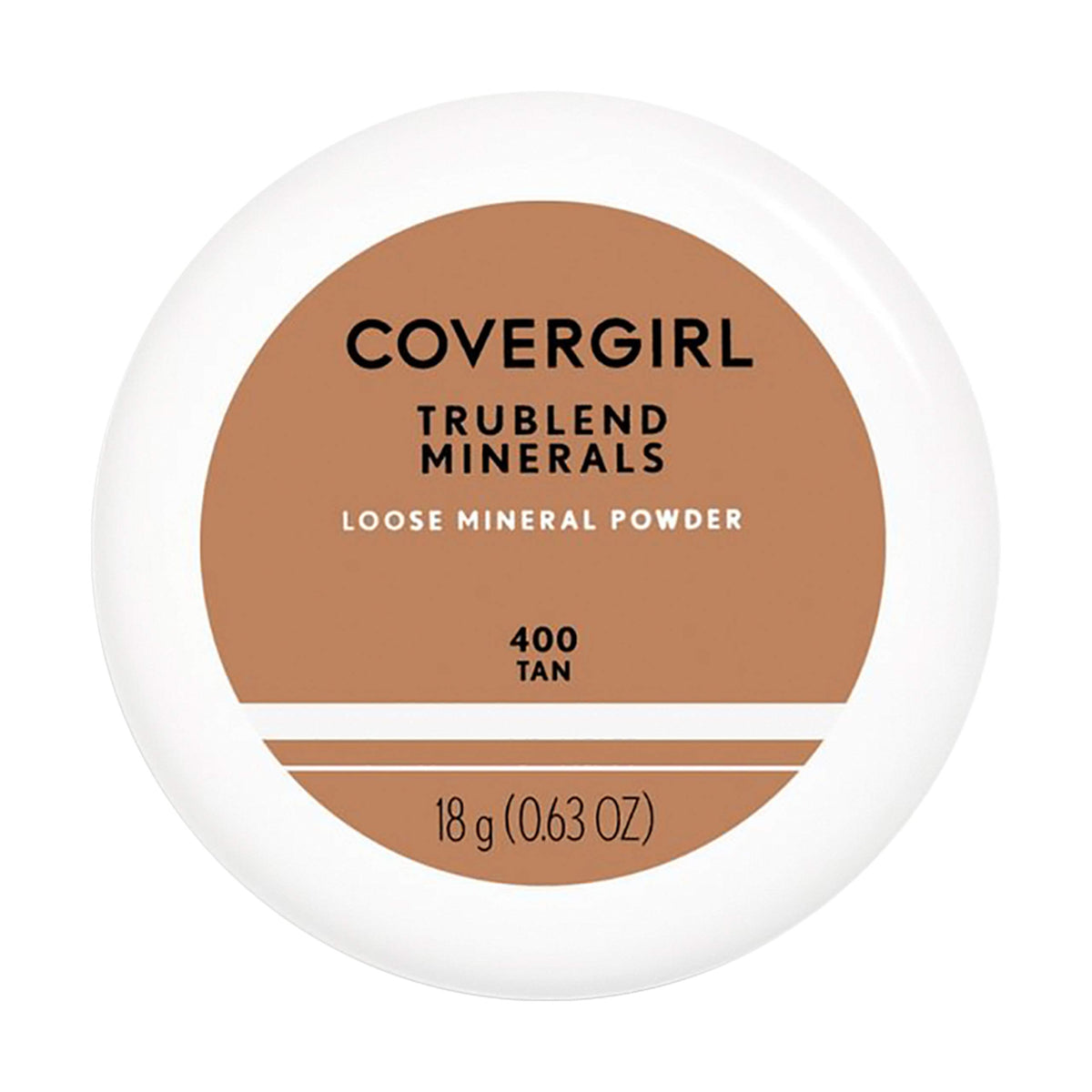 CoverGirl TruBlend loose mineral powder tan bottle pour shows ultra-fine texture for a smooth finish