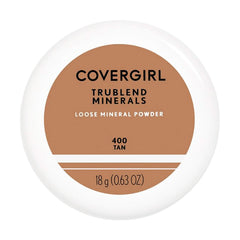 CoverGirl TruBlend loose mineral powder tan bottle pour shows ultra-fine texture for a smooth finish