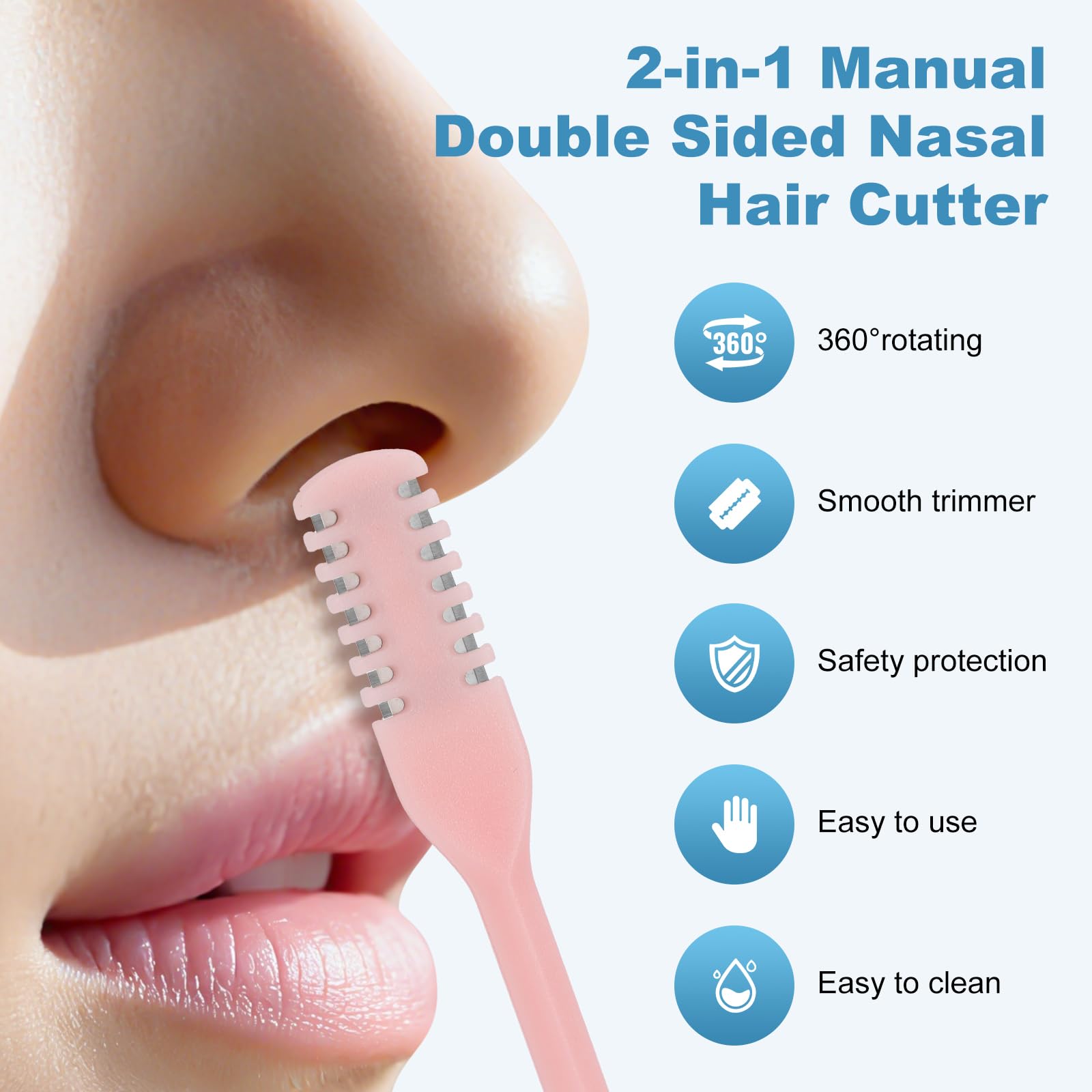 Covitkan nasal hair trimmer with double-sided blades for efficient grooming.