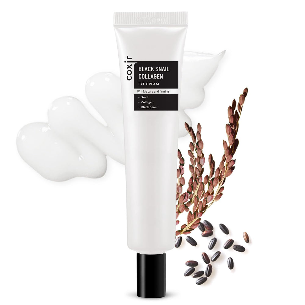 Coxir Black Snail Collagen Eye Cream bottle pump for easy daily application and lifting.