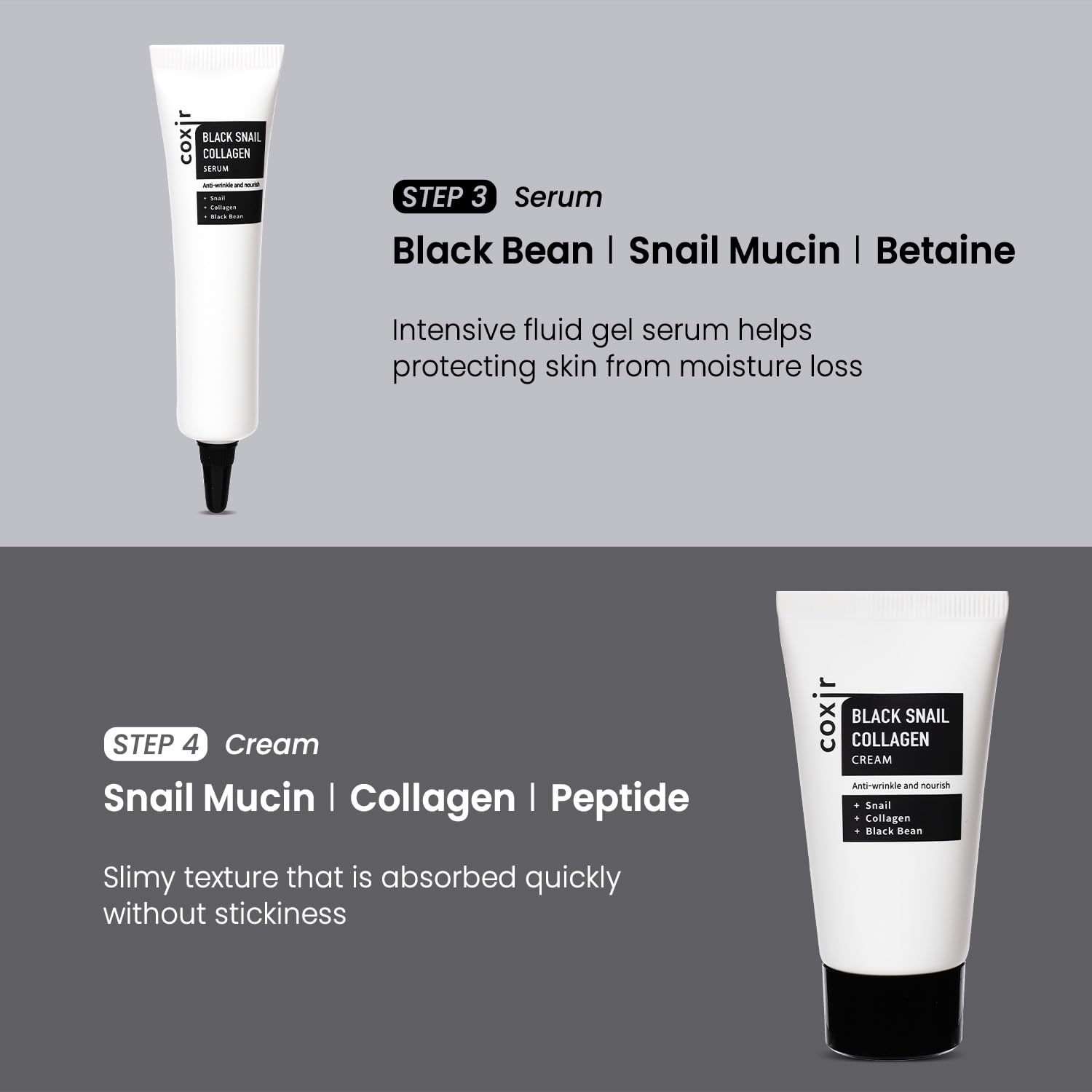 Coxir rituel snail quotidien pour hydratation et confort.