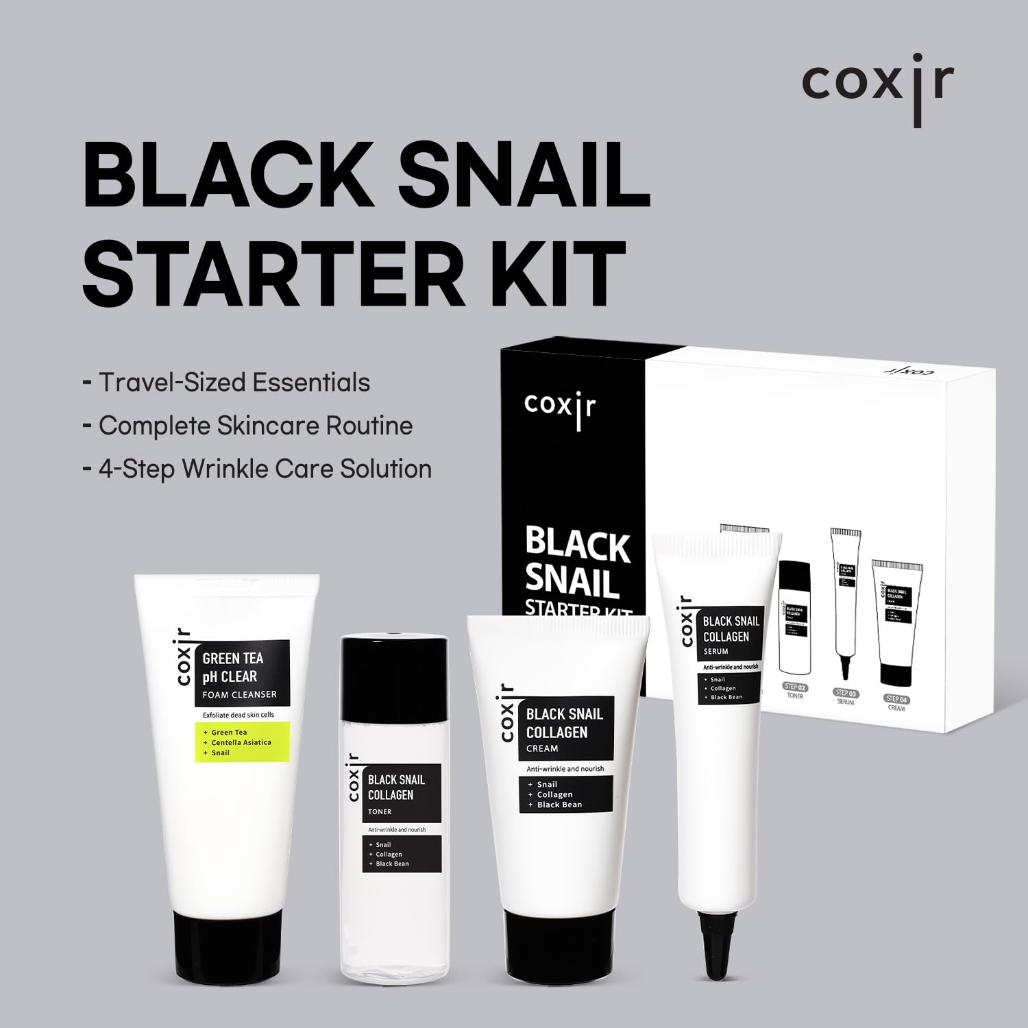 Coxir sérum escargot concentré offre hydratation ciblée et éclat.