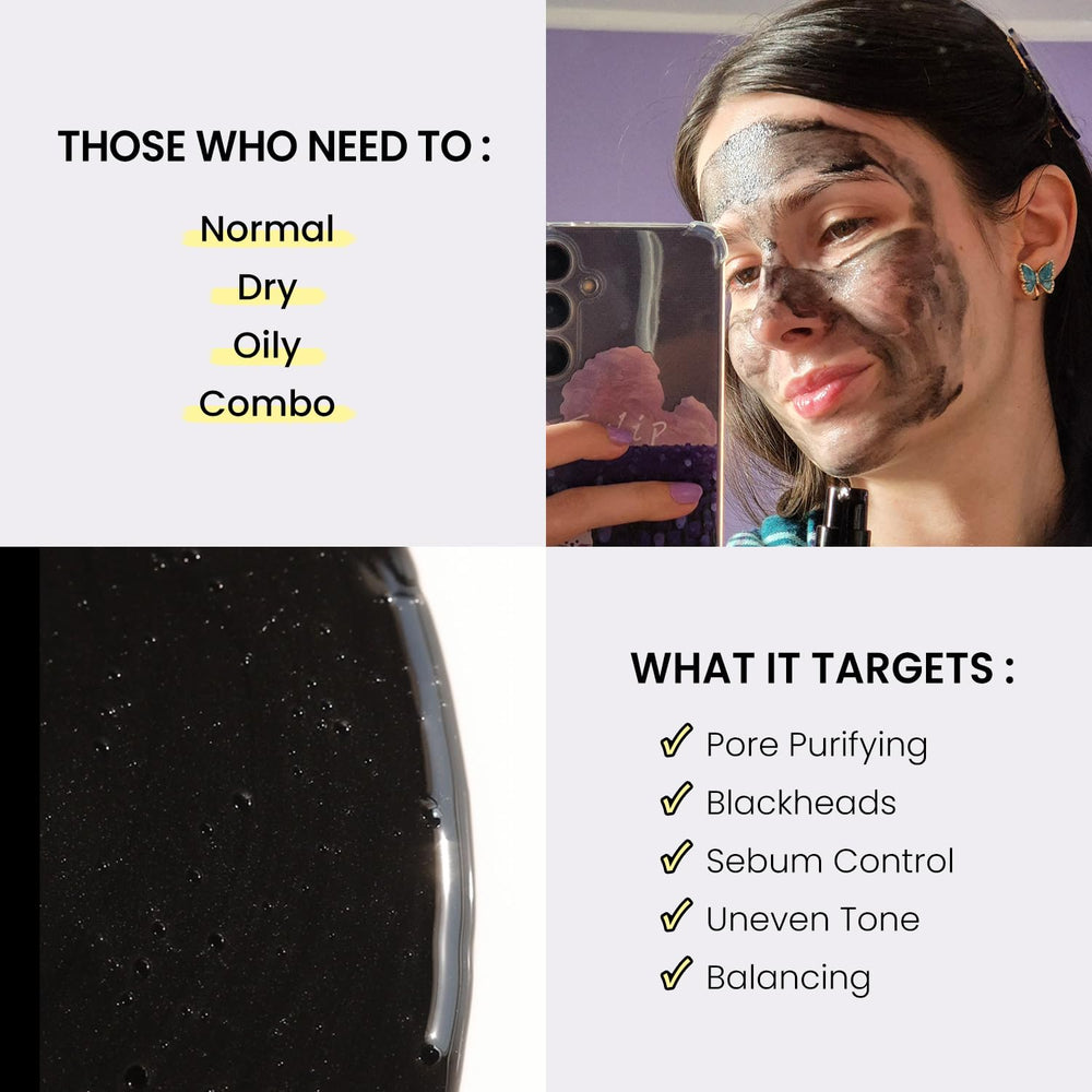 Coxir TXA Black Rice Pore Mask application demonstrates easy rinse for refreshed skin.