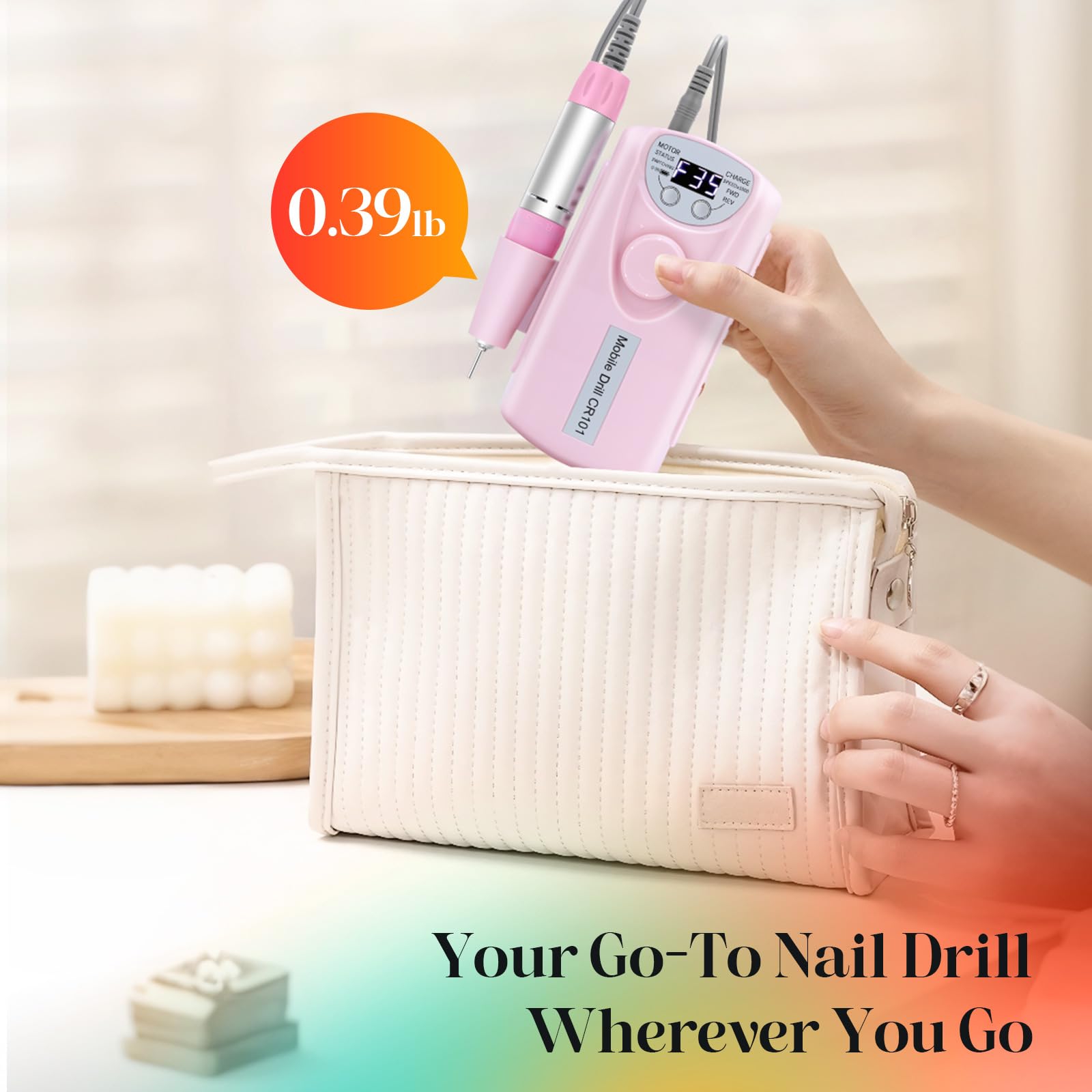 COYZU portable nail drill with long-lasting battery for travel manicures