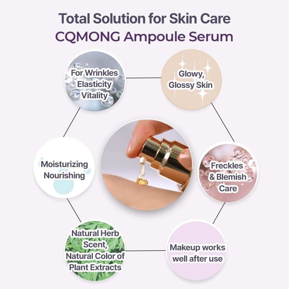 CQMONG Ampoule Serum on skin delivering instant glow and moisture boost.
