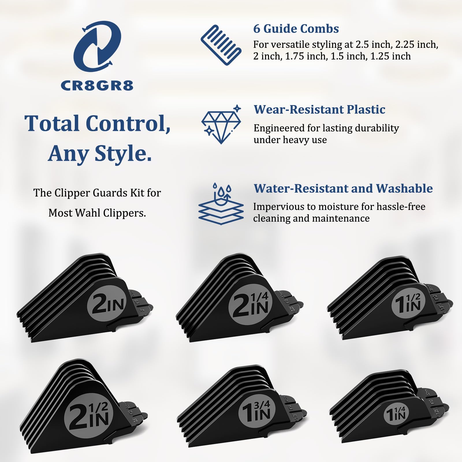 CR8GR8 six-piece guard set arranged for long-length options