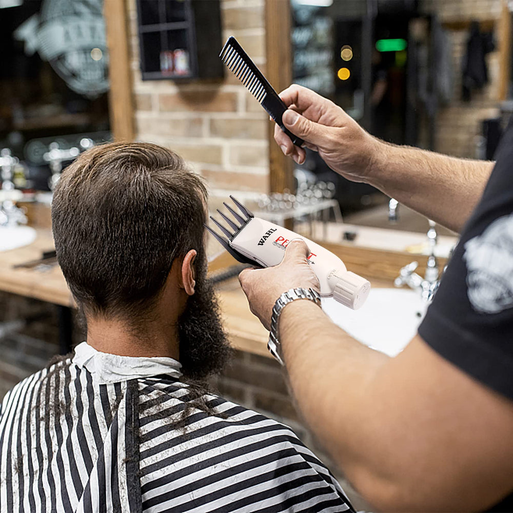 CR8GR8 clip-on guides in use on Wahl peanut trimmer