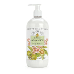 Crabtree & Evelyn body lotion bottle with sweet almond oil for nourished, hydrated skin