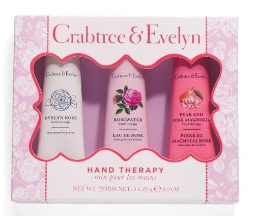 Crabtree & Evelyn Evelyn Rose hand therapy box, providing rich moisture and a lasting aroma for daily care.