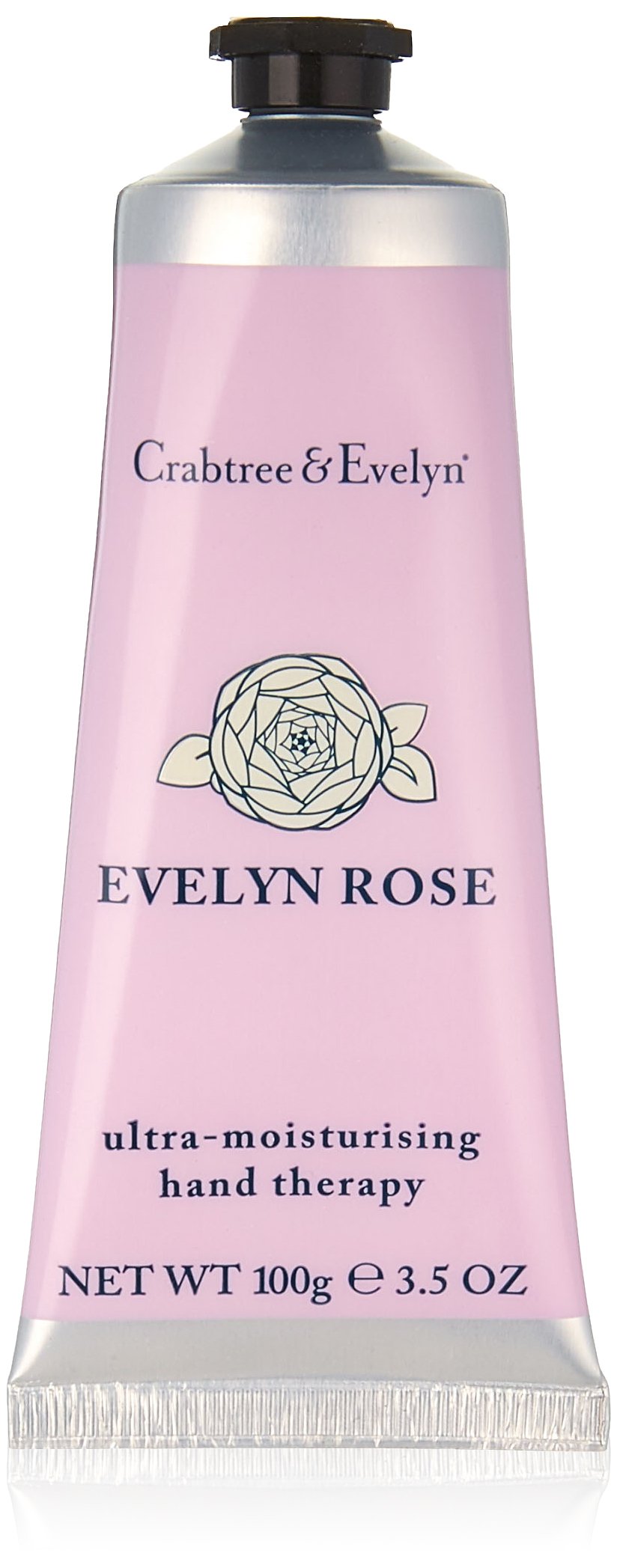 Crabtree & Evelyn Evelyn Rose hand cream jar close-up for deep hydration.