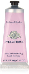 Crabtree & Evelyn Evelyn Rose hand cream jar close-up for deep hydration.