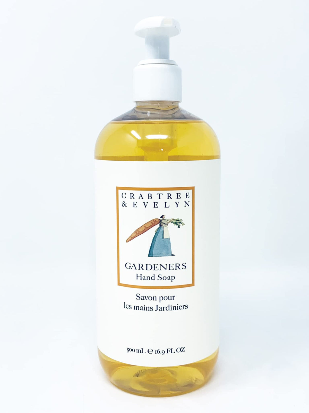 Crabtree & Evelyn Gardeners hand soap bottle with pump for easy everyday cleansing.