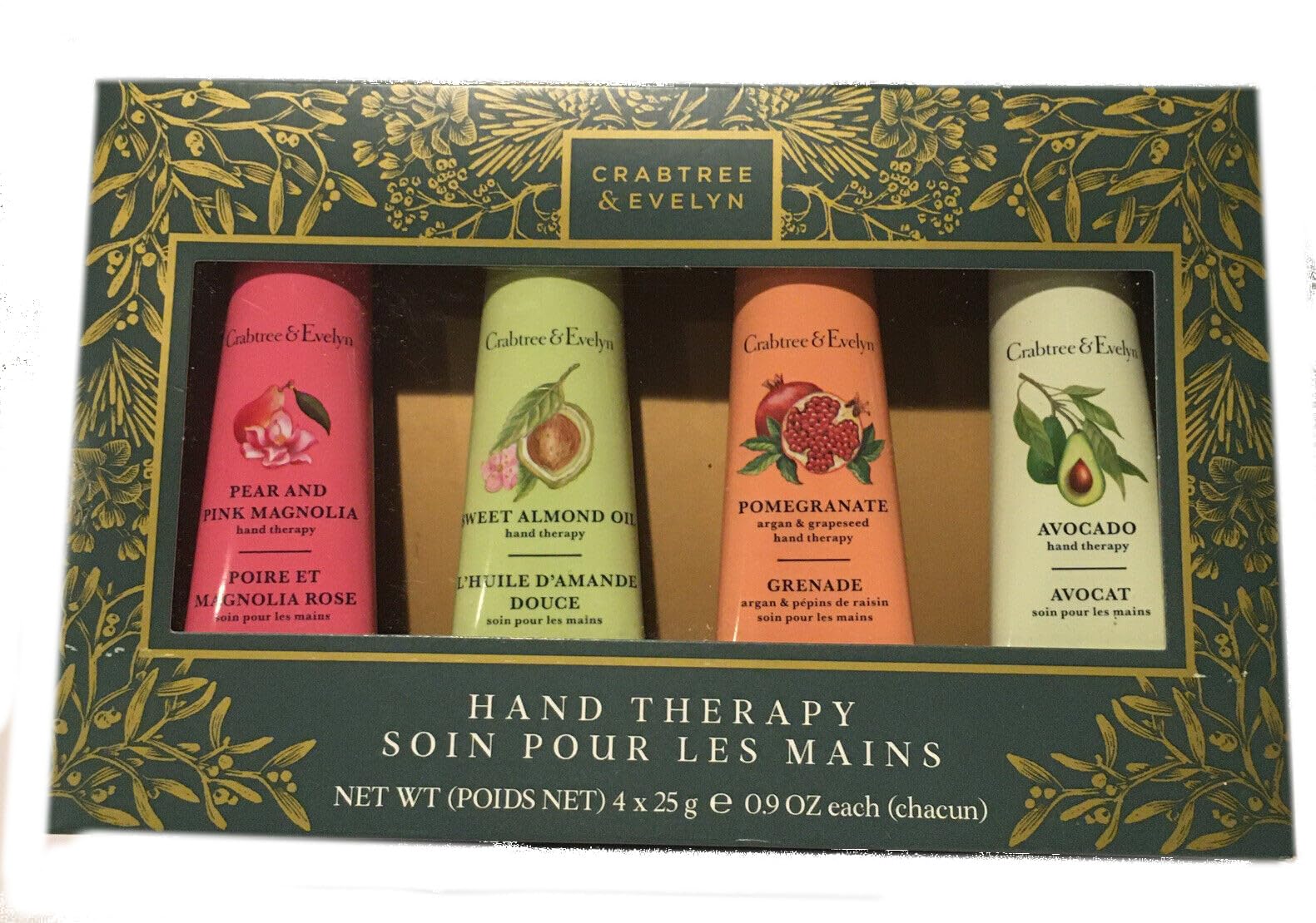 Crabtree & Evelyn Holiday Baubles Hand Therapy 4pc set with four purse-size creams for hydration