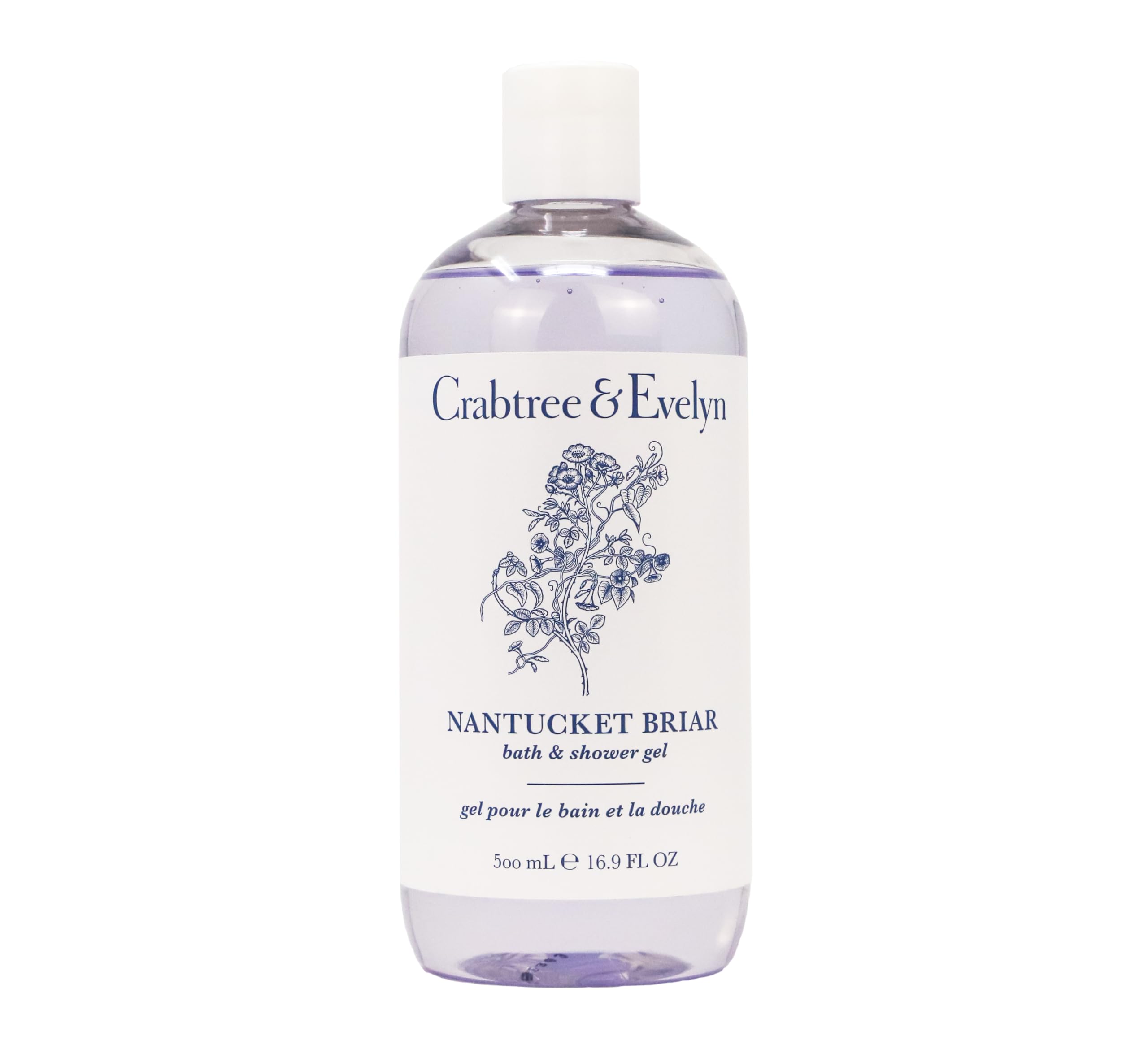 Crabtree & Evelyn Nantucket Briar bath and shower gel bottle with luxurious floral scent and moisturizing lather.